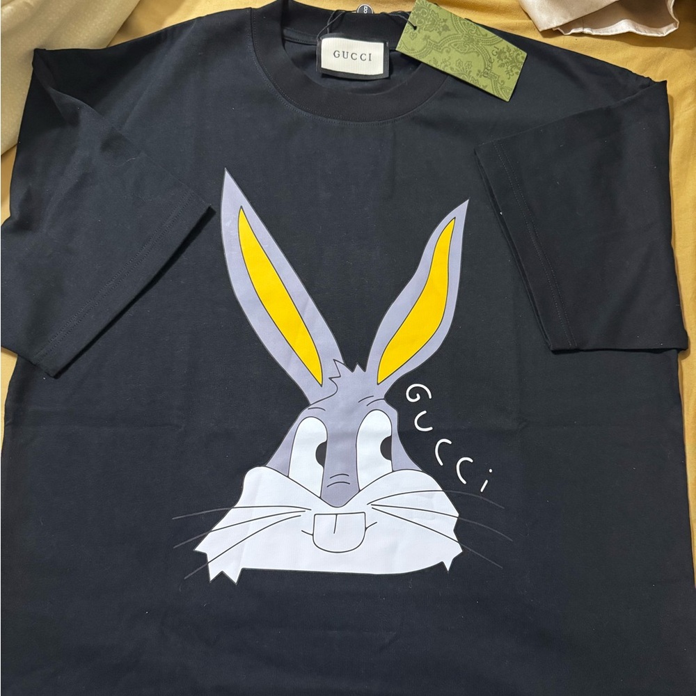 Gucci Black T-Shirt with Yellow and Purple Accents